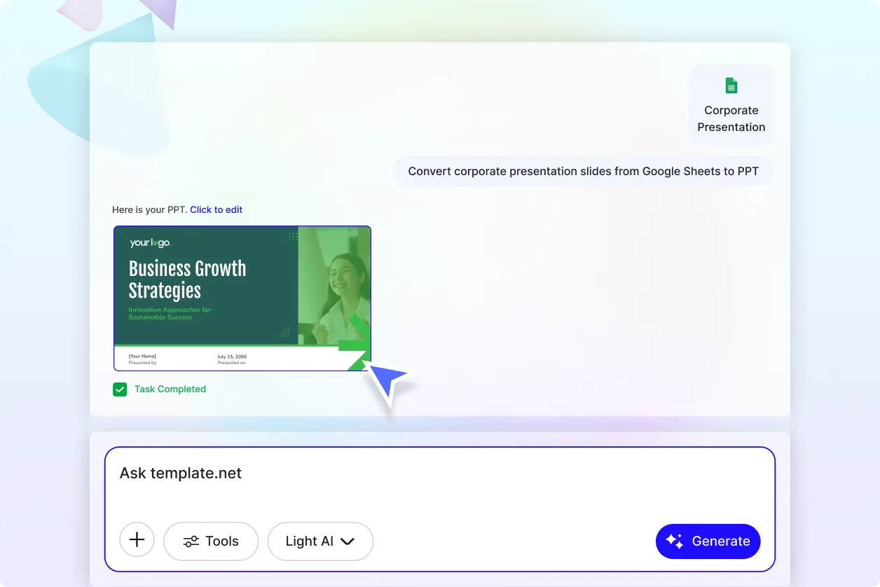 Free AI Google Sheets to PPT Generator | Convert Google Sheets to PowerPoint Online Free AI Google Sheets to PPT Generator | Convert Google Sheets to PowerPoint Online